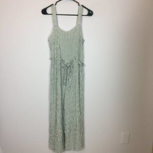 American Eagle Sz 6 Striped Crop Jumpsuit Wide Straps Belted Black/White